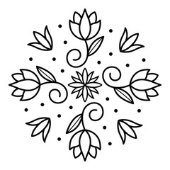 Wall Mural - Floral vector icon design. Flowers and leaves flat icon.