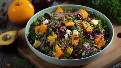 Sticker - Quinoa salad with a variety of leafy greens Generative AI