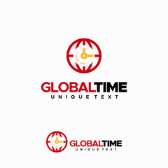 Wall Mural - Global time logo vector design. World and timer logo designs template