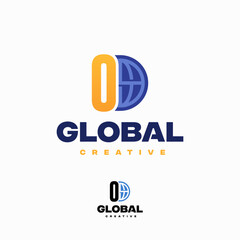 Wall Mural - creative 0 number globe concept logo design template, world planet logo designs template
