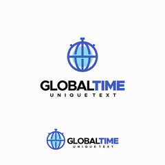 Wall Mural - global time logo vector design. world and timer logo designs template