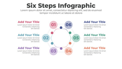 Modern business infographic template with 6 steps or options