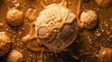 Caramel Ice Cream Ball Background