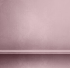 Poster - Empty shelf on a light lilac pink concrete wall. Background template. Square mockup