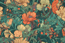 Style Exotic Floral Pattern Wallpaper Texture