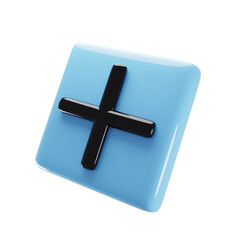 Poster - Plus icon button with cartoon style on 3d rendering. 3d illustration