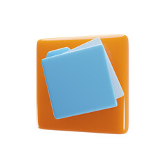 Poster - 3d blue file icon with cartoon style. Button icon concept. 3d rendering illustration