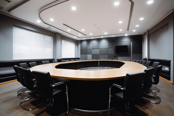 Poster - Empty Minimalist conference room for effective discussions, Generative AI