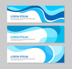 Wall Mural - set of abstract blue banner template with wave vector illustration