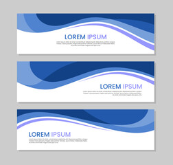 set of abstract blue banner template with wave vector illustration