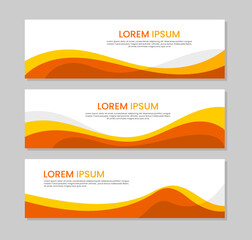 Wall Mural - set of abstract orange banner template with wave vector illustration