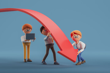 Poster - Business team and falling graph