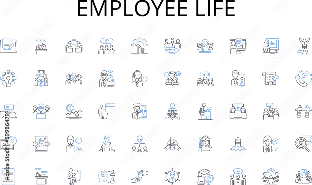 Employee life line icons collection. Career, Progression, Experience ...