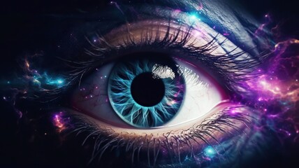 eye of universe made of stars, clouds and galaxies. generative ai