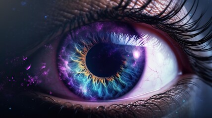 Wall Mural - Eye of universe made of stars, clouds and galaxies. Generative AI