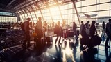 Busy airport terminal. Generative AI