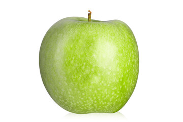 Wall Mural - Ripe green apple isolated on white background.