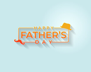 Wall Mural - Happy Fathers Day greeting. Vector background with doodle hat and mustache