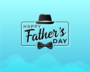 Wall Mural - Happy Fathers Day greeting. Vector background with doodle hat, neckties, bow tie and glasses.