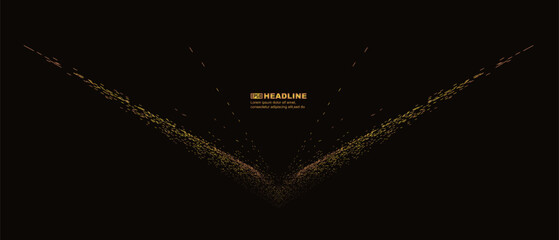 Poster - The golden particles converge to form wings isolated on a black background