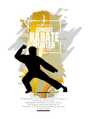 Wall Mural - Young male karate warrior. Healthy lifestyle. Martial arts. Vector