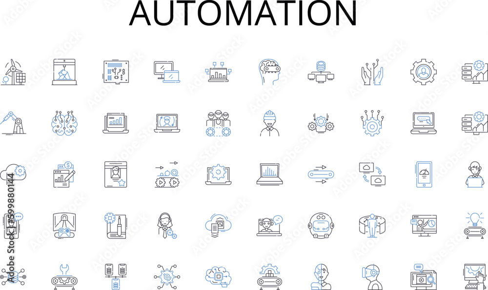 Automation line icons collection. Promotion, Mentorship, Development, Skill-building, Growth, Leadership, Advancement vector and linear illustration. Improvement,Learning,Advancement plan outline