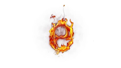 Wall Mural - Fire letter. Burning alphabet. Real flames, sparks and smoke in slow motion isolated on white background.