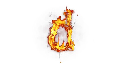 Wall Mural - Fire letter. Burning alphabet. Real flames, sparks and smoke in slow motion isolated on white background.