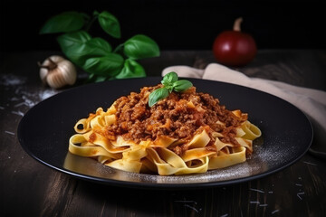 homemade dish of Tagliatelle al ragu alla Bolognese