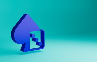 Canvas Print - Blue Game dice icon isolated on blue background. Casino gambling. Minimalism concept. 3D render illustration