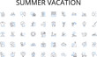 Summer vacation line icons collection. Quickness, Swiftness, Haste, Expediency, Alacrity, Velocity, Rapidity vector and linear illustration. Promptness,Rush,Fleetness outline signs set