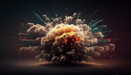 a colorful fireworks display with a dark background, generative ai