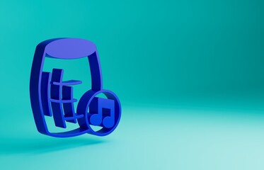 Poster - Blue Voice assistant icon isolated on blue background. Voice control user interface smart speaker. Minimalism concept. 3D render illustration