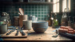 © andranik123 - Dirty kitchen utensils. Generative Ai
