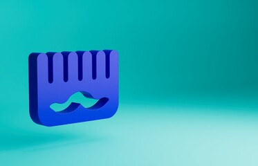 Sticker - Blue Hairbrush icon isolated on blue background. Comb hair sign. Barber symbol. Minimalism concept. 3D render illustration