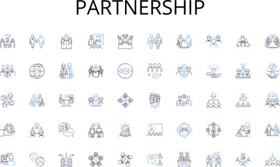  Partnership line icons collection. Icy, Winter, Hoarfrost, Chill, Snowflakes, Frozen, Cool vector and linear illustration. Frosty,Crisp,Nippy outline signs set