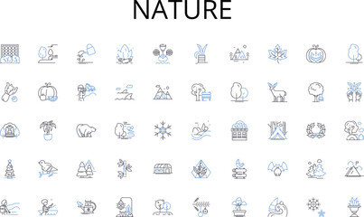  Nature line icons collection. Business, Corporate, Organization, Company, Industry, Management, Leadership vector and linear illustration. Strategy,Innovation,Growth outline signs set
