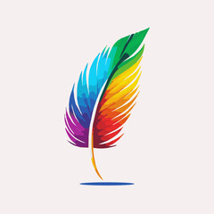 illustration of a colorful feather, minimalist
