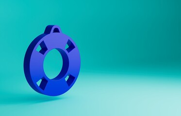 Poster - Blue Lifebuoy icon isolated on blue background. Lifebelt symbol. Minimalism concept. 3D render illustration