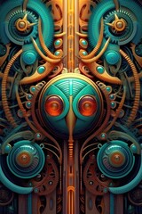 Esoteric sci-fi fantasy, surrealism, brilliant colors, amazing, mechanical beauty, modern art abstract design elements, ai generative