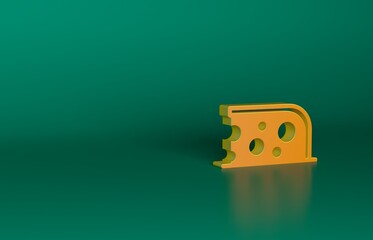 Sticker - Orange Cheese icon isolated on green background. Minimalism concept. 3D render illustration