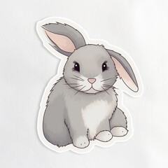Wall Mural - a realistic rabbit sticker, showcasing the beauty and grace of these gentle creatures. the rabbit is