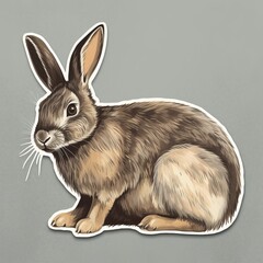 Wall Mural - a realistic rabbit sticker, showcasing the beauty and grace of these gentle creatures. the rabbit is
