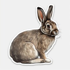 Wall Mural - a realistic rabbit sticker, showcasing the beauty and grace of these gentle creatures. the rabbit is