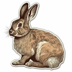 Wall Mural - a realistic rabbit sticker, showcasing the beauty and grace of these gentle creatures. the rabbit is
