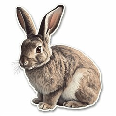 Wall Mural - a realistic rabbit sticker, showcasing the beauty and grace of these gentle creatures. the rabbit is