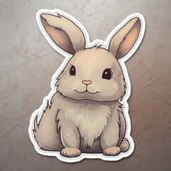 Wall Mural - a cute cartoon rabbit sticker with a brown background, exuding playful and cheerful vibes. the rabbi