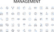 Management line icons collection. Acquire, Takeover, Merger, Consolidation, Buyout, Acquisition, Integration vector and linear illustration. Ownership,Investment,Buy-in outline signs set
