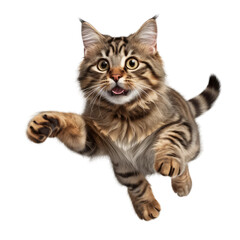 Naklejka na meble Cute cat jumping. Transparent isolated background. AI generated
