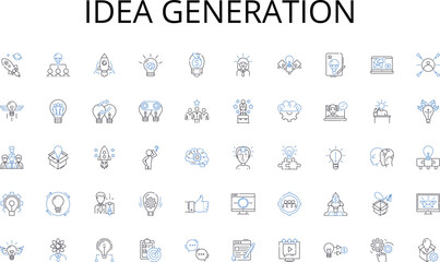  Idea generation line icons collection. Conservation, Sustainability, Protection, Restoration, Environmentalism, Heritage, Landscaping vector and linear illustration. Cultivation,Ecosystems
